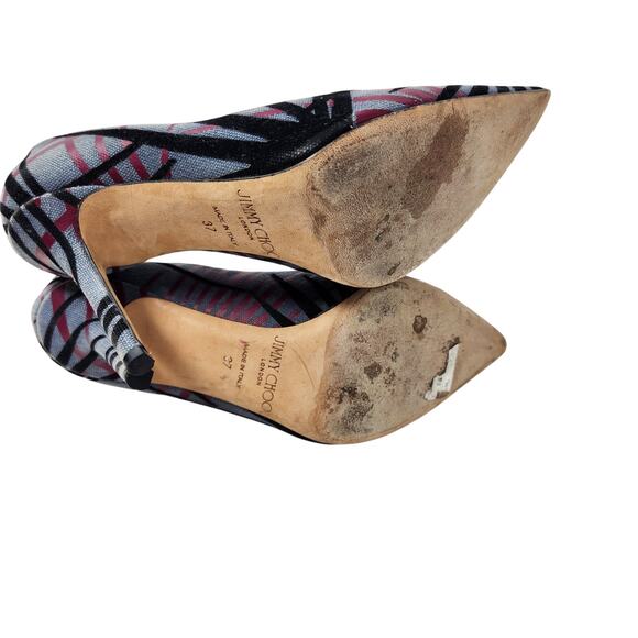 Canvas Abel Stiletto Heels Pointed Toe Pumps Multicolor Slip On Size 37 - Picture 10 of 11